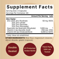 NatureBell zinc quercetin capsules close-up, easy to swallow