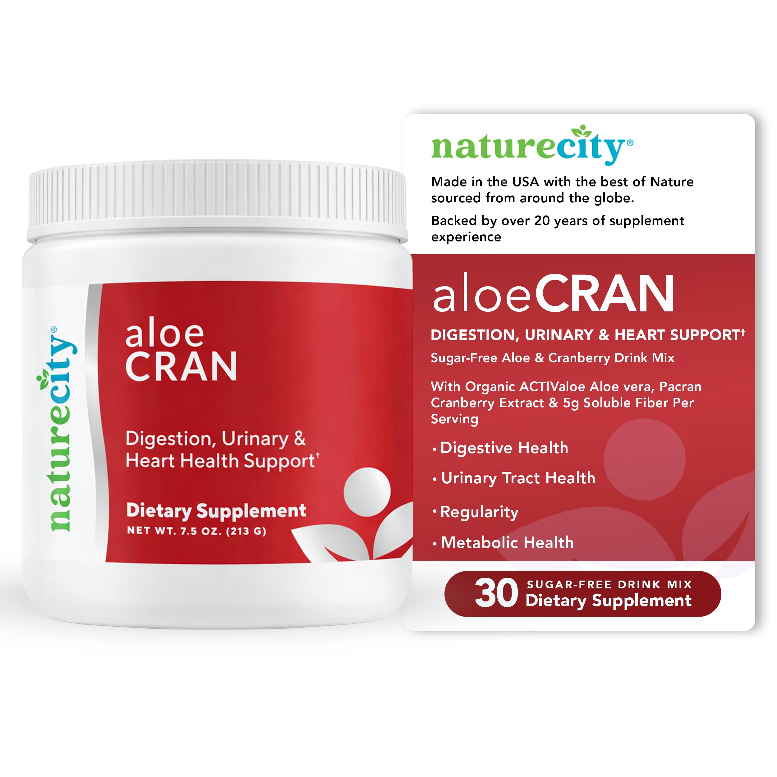 NatureCity AloeCran bottle pour for a ready-to-drink, sugar-free blend