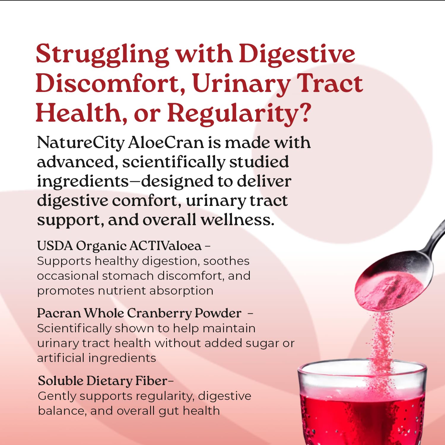 NatureCity AloeCran mixed glass presents a refreshing, low-calorie beverage