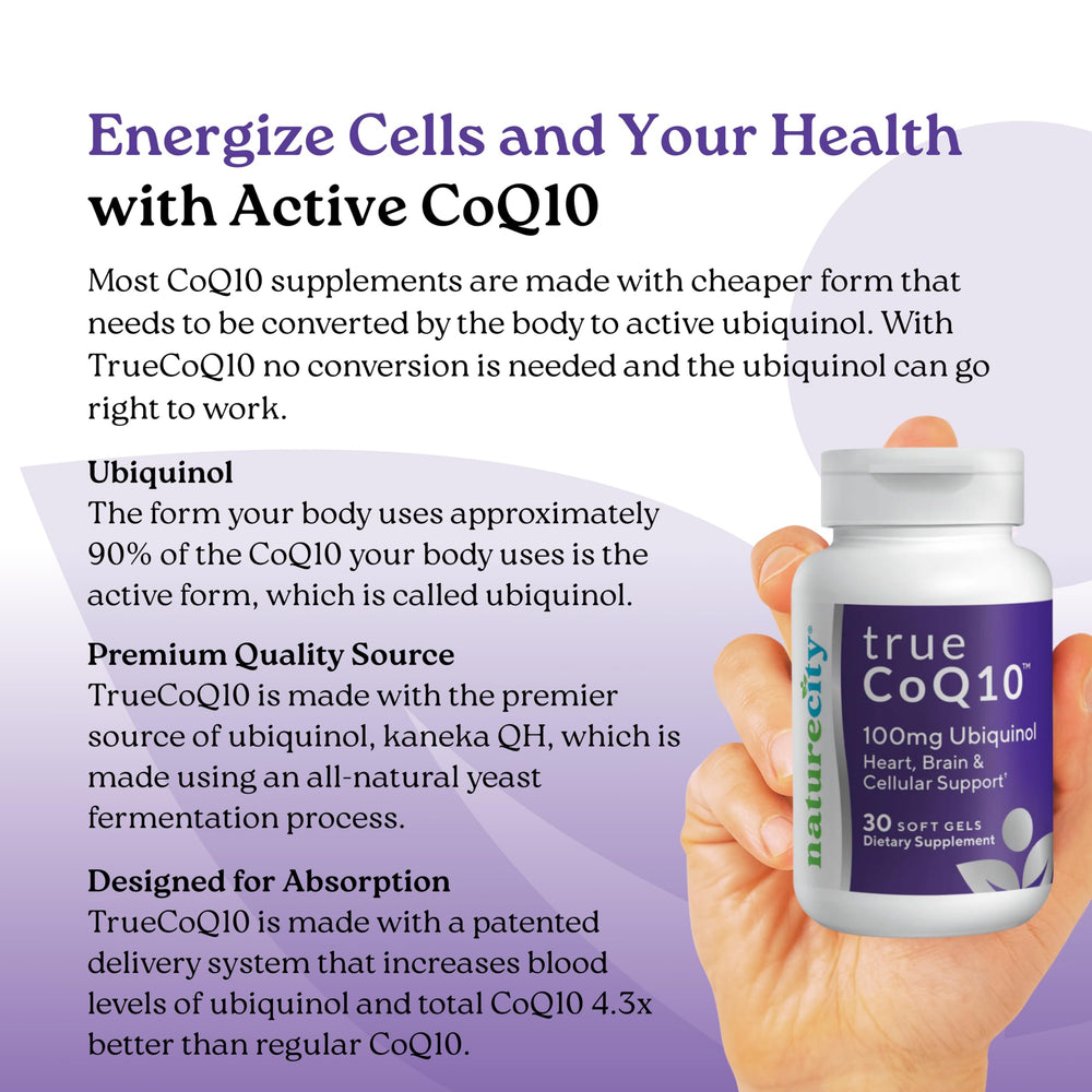 NatureCity Kaneka QH ubiquinol bottle emphasizes stabilization technology for consistent potency.