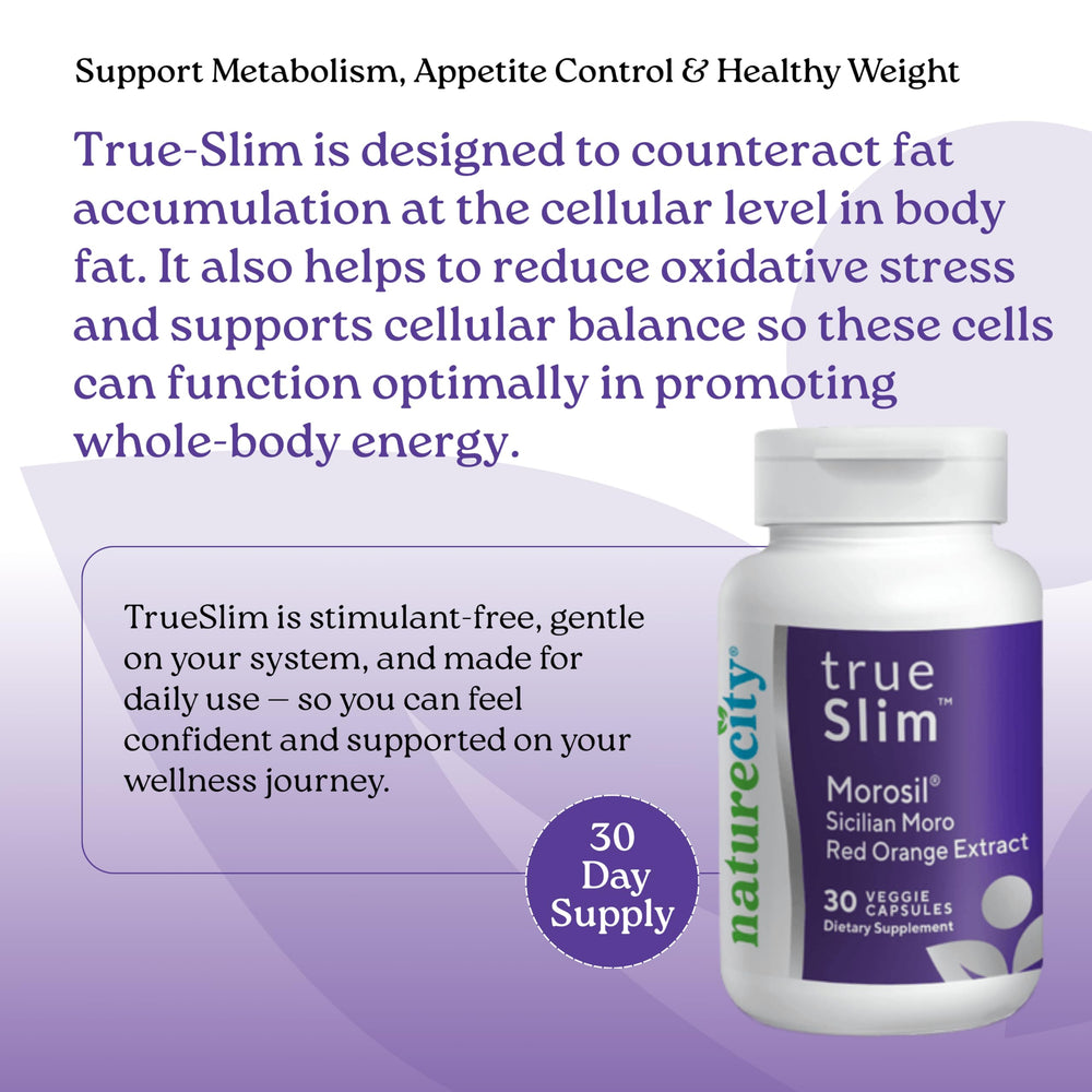 Close-up of NatureCity True-Slim Morosil capsules highlighting 400mg Morosil
