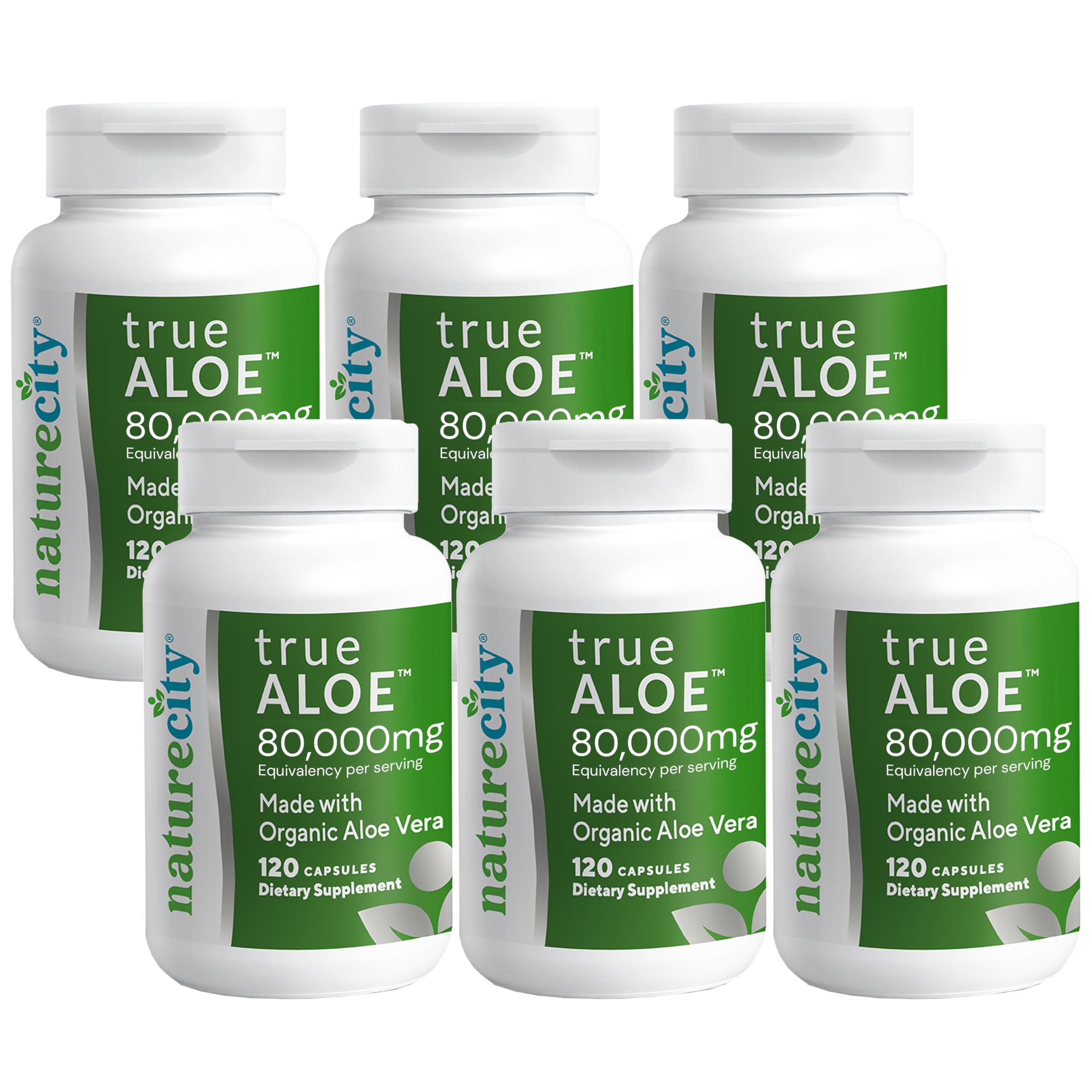 NatureCity True-Aloe bottle front with 720 capsules for daily use