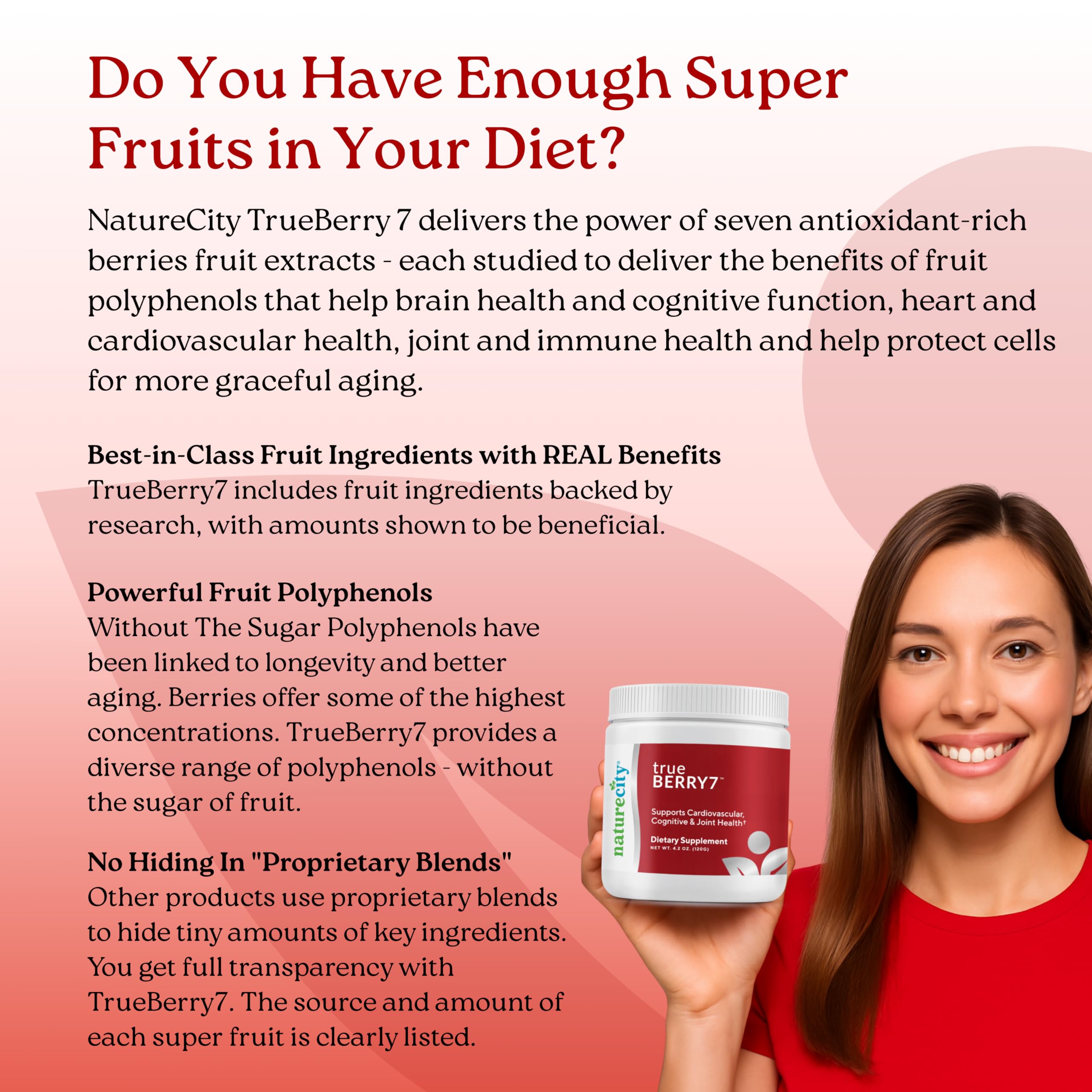 NatureCity TrueBerry7 pomegranate fruit visual for cognitive support blend.
