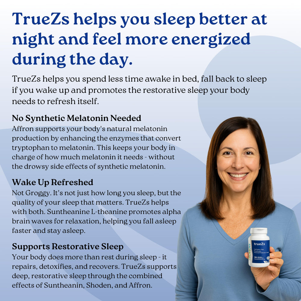 NatureCity TrueZs ashwagandha powder visual suggesting calm support and peaceful nights.