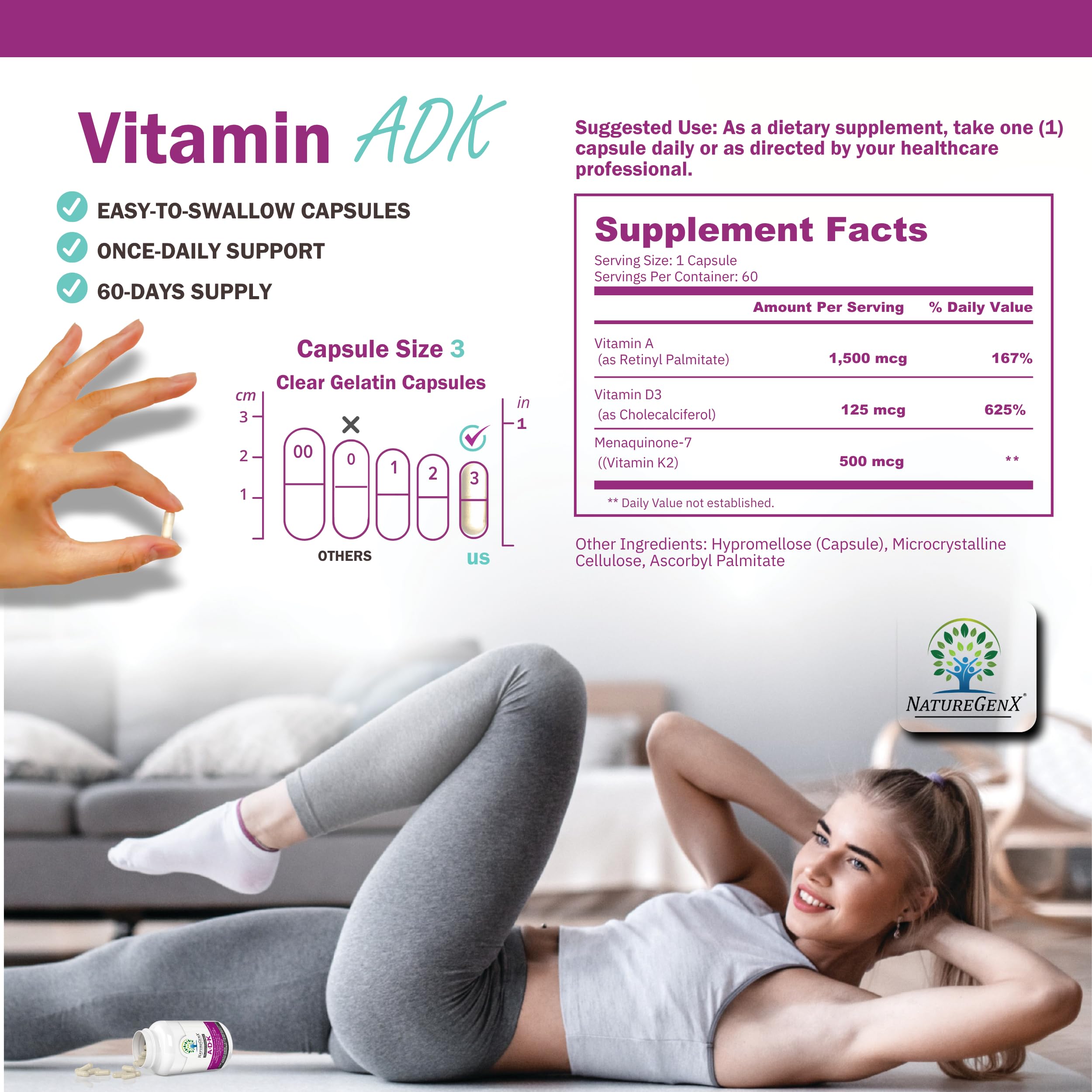 NatureGenX ADK capsules closeup for a smooth, high-potency supplement.