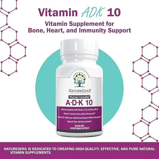 Close-up of NatureGenX ADK10 capsules showing tiny plant-based capsules for easy daily use.