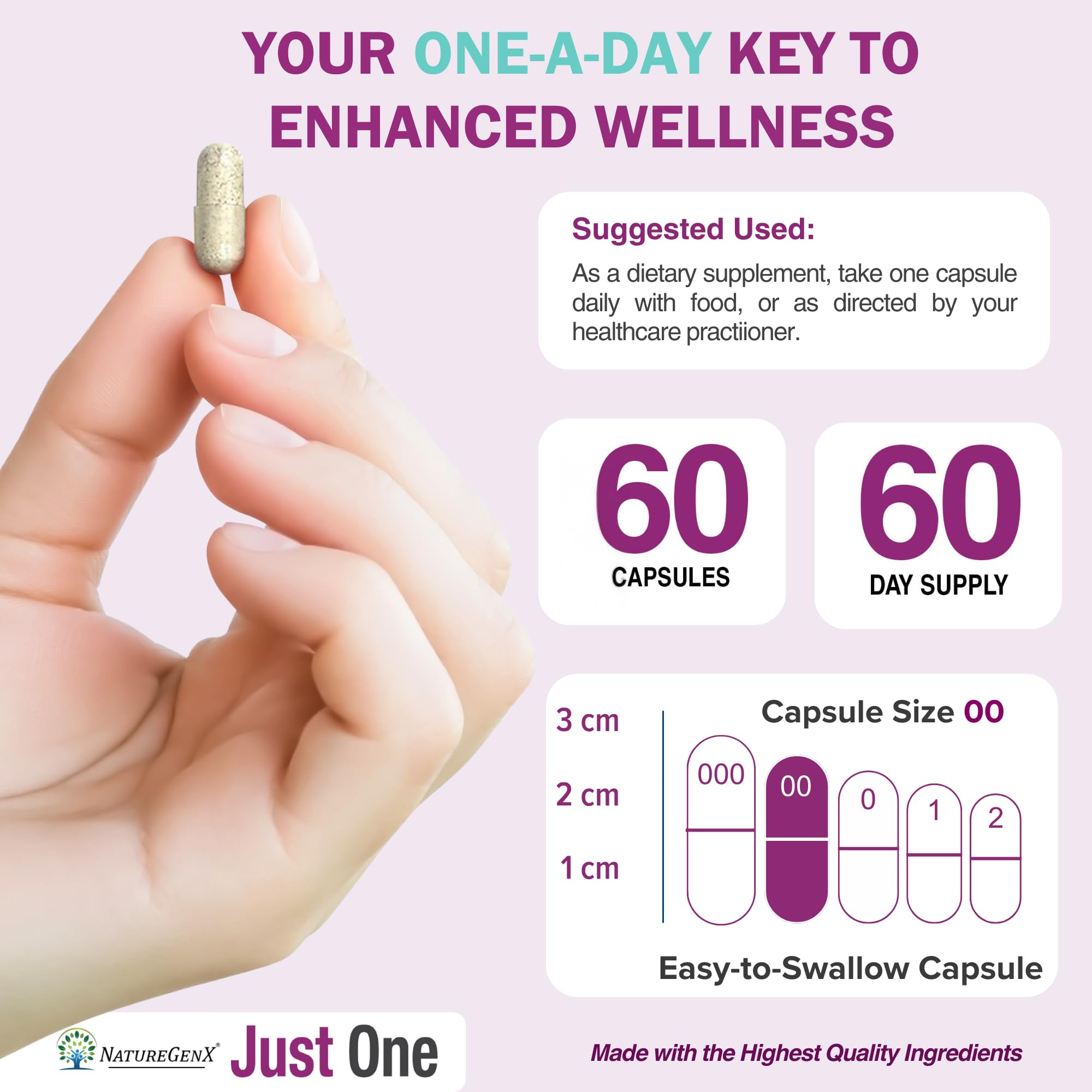 NatureGenX Just One Daily bottle packaging side view for convenience