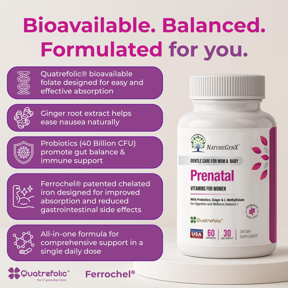 NatureGenX Methyl Prenatal ginger photo evokes morning comfort and digestive balance