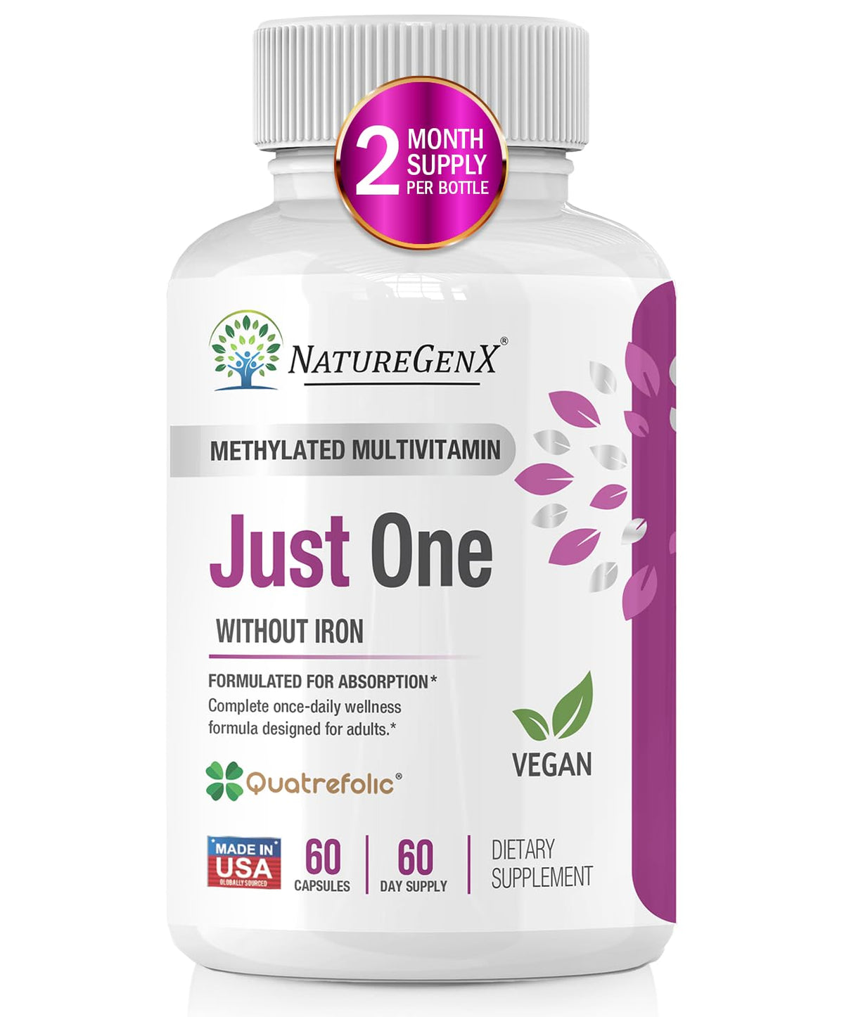 NatureGenX methylated multivitamin bottle front for daily wellness.