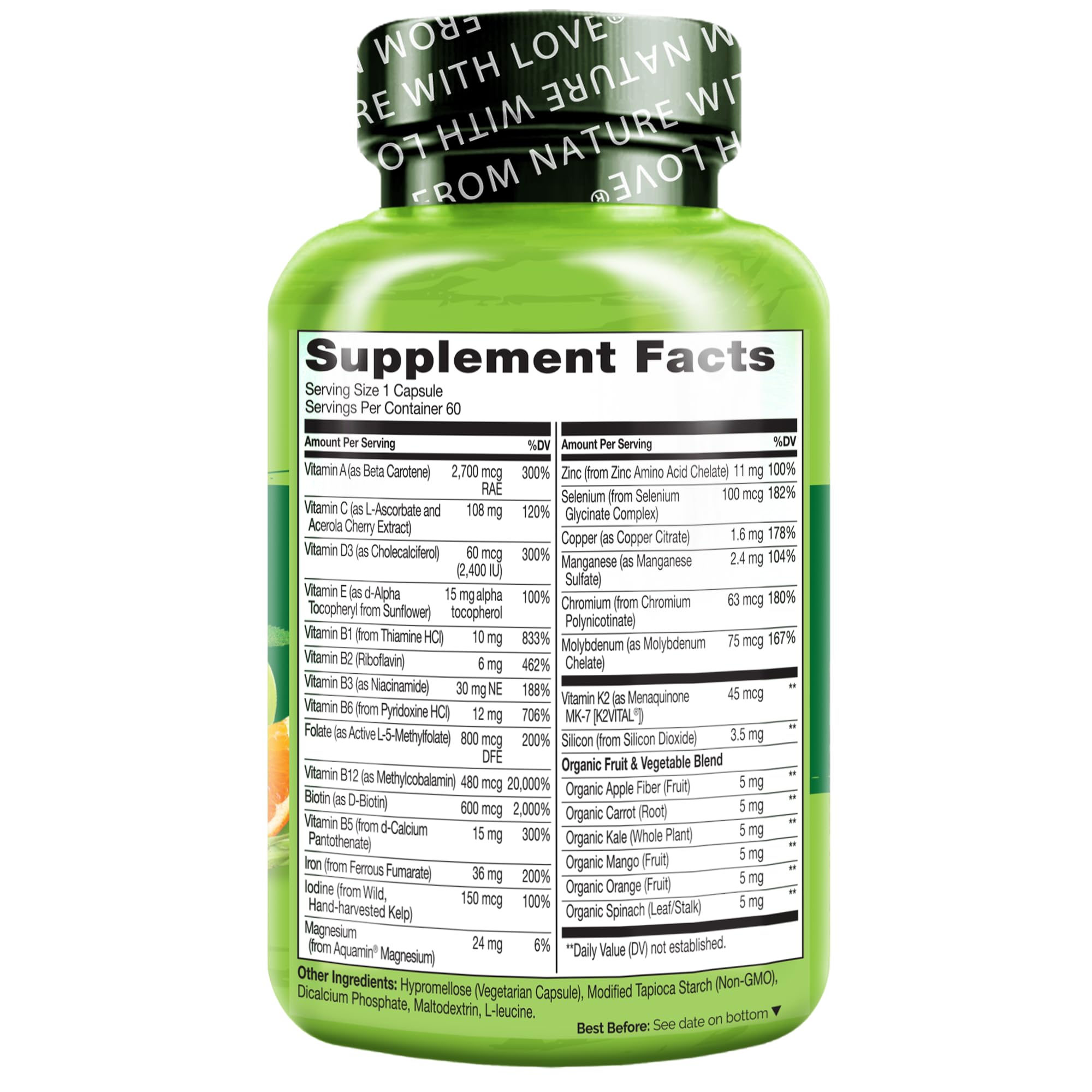 Naturelo bioactive B vitamins close-up highlighting methyl folate and methylcobalamin