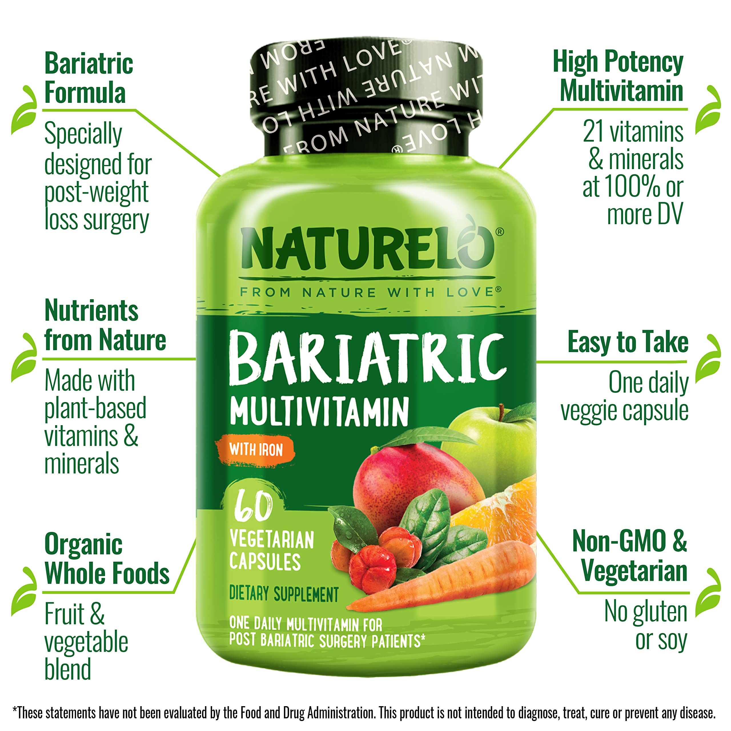 Naturelo one-daily capsule image highlighting iron-rich formula for post-surgery nutrition