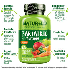 Naturelo one-daily capsule image highlighting iron-rich formula for post-surgery nutrition