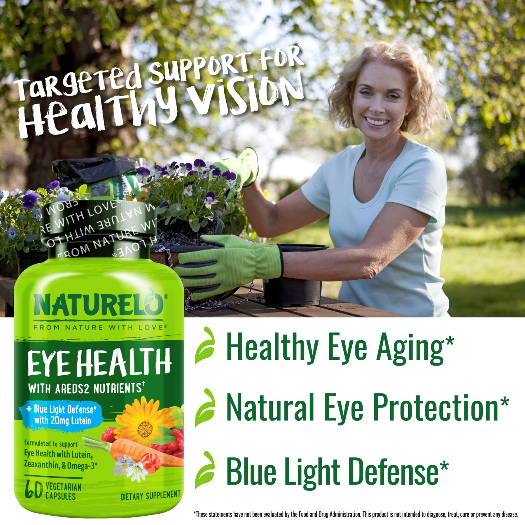 Naturelo Eye Vitamins DHA omega-3 softgels illustrate plant-based DHA for healthy vision