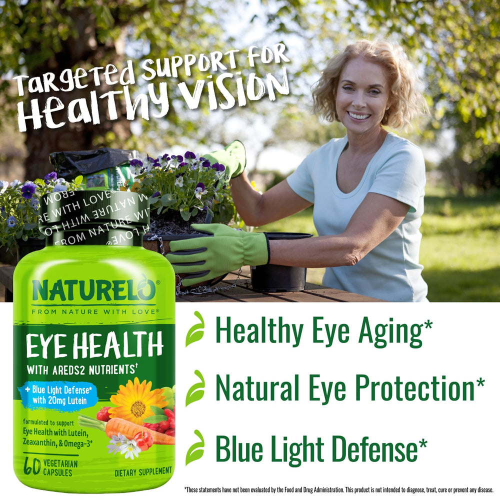 Naturelo Eye Vitamins DHA omega-3 softgels illustrate plant-based DHA for healthy vision