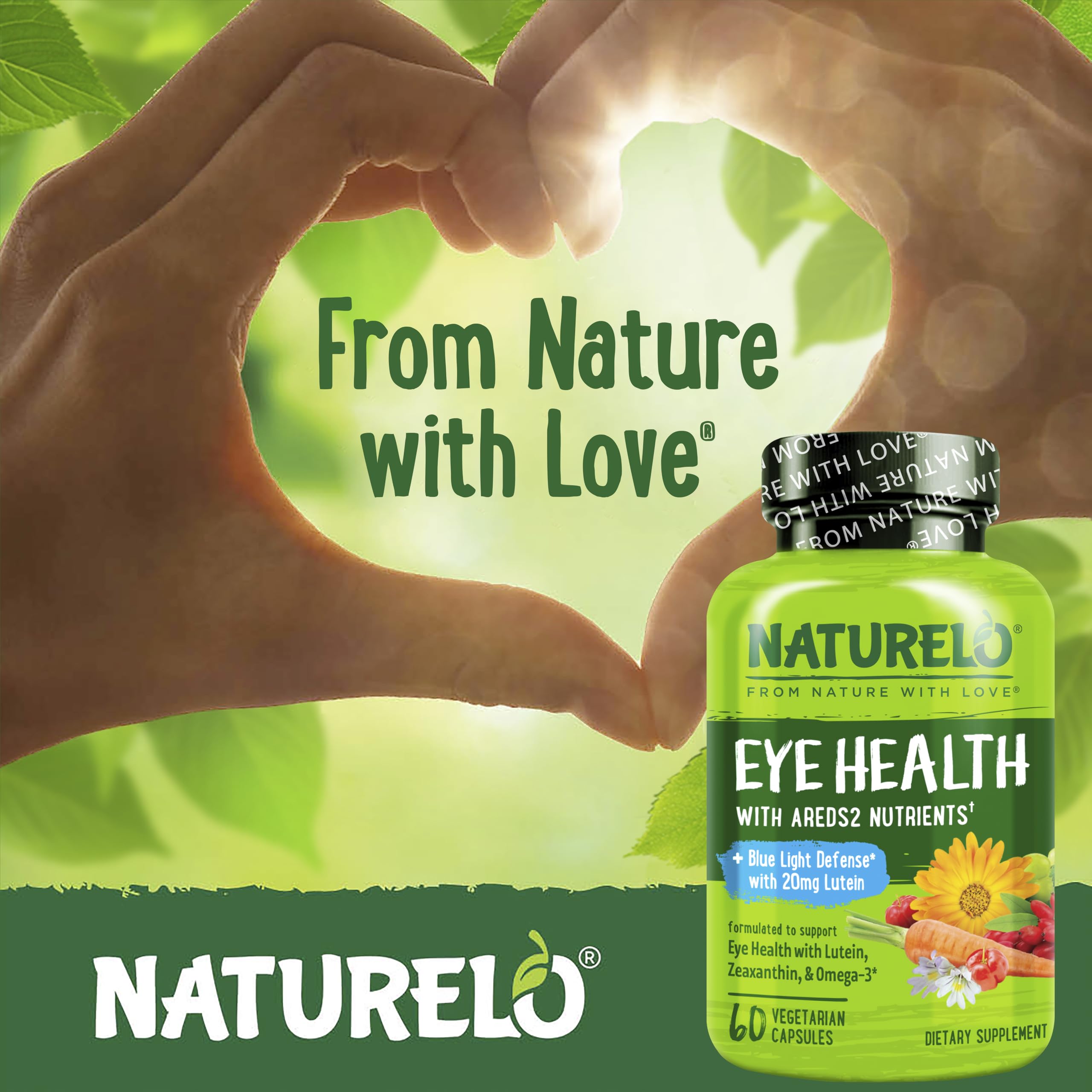 Naturelo Eye Vitamins herbal extracts feature grape seed, eyebright, for natural eye support