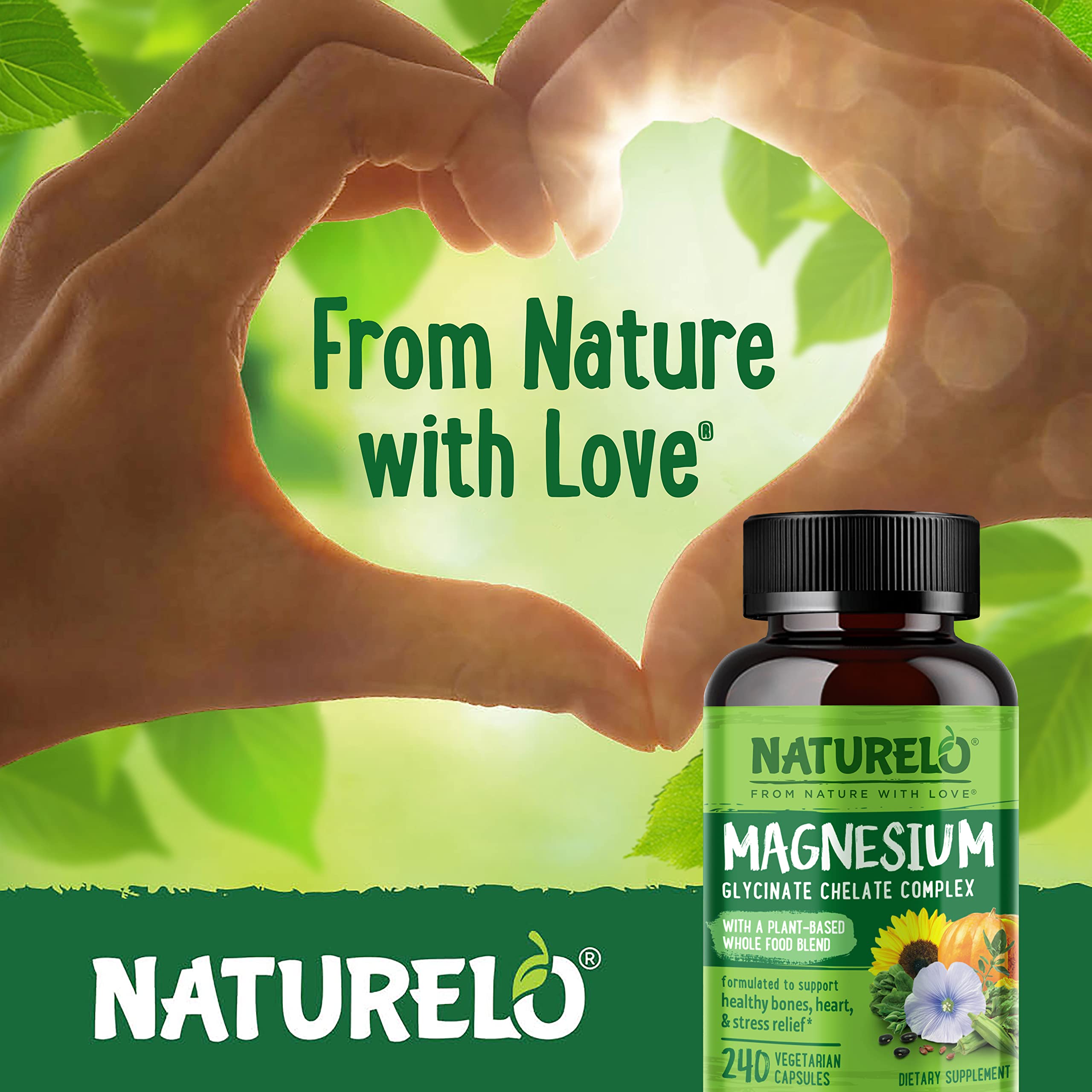 Naturelo glycine chelate magnesium illustration emphasizing absorption