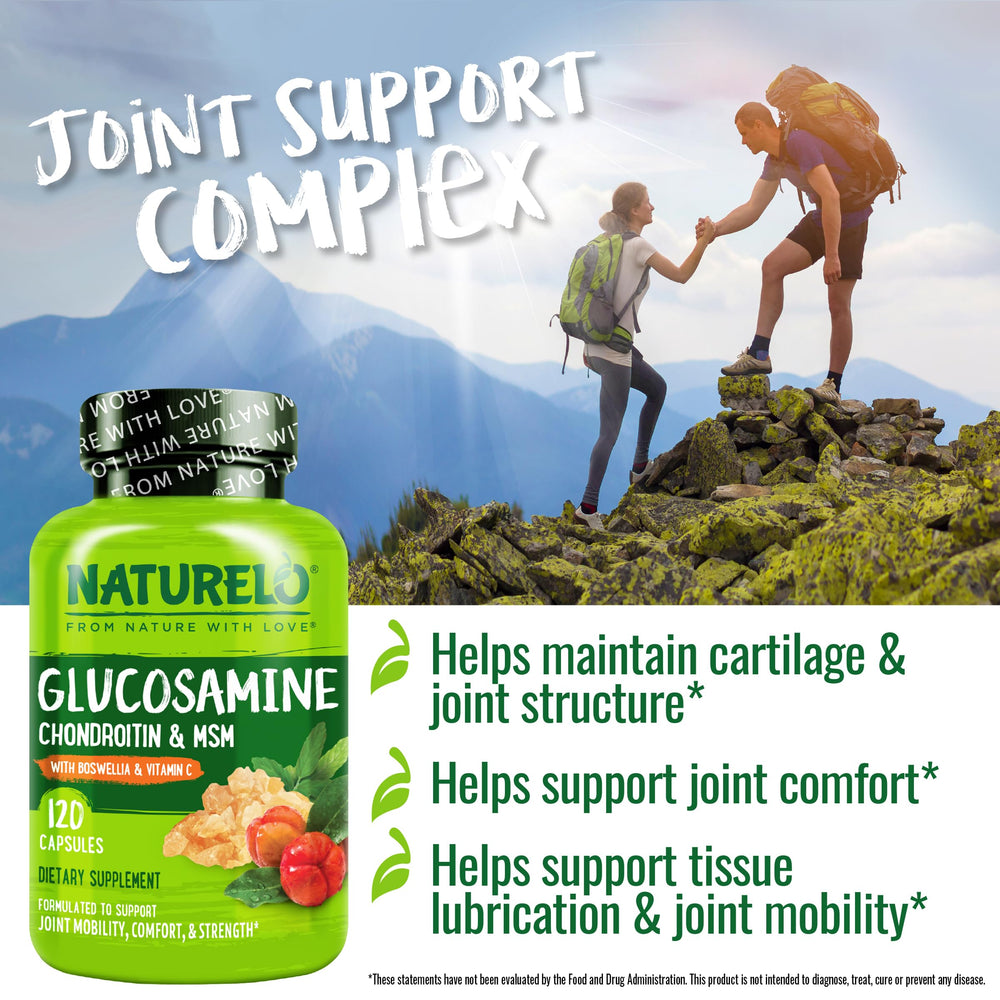 Naturelo ingredients artwork conveys premium non-GMO formulation for joint health