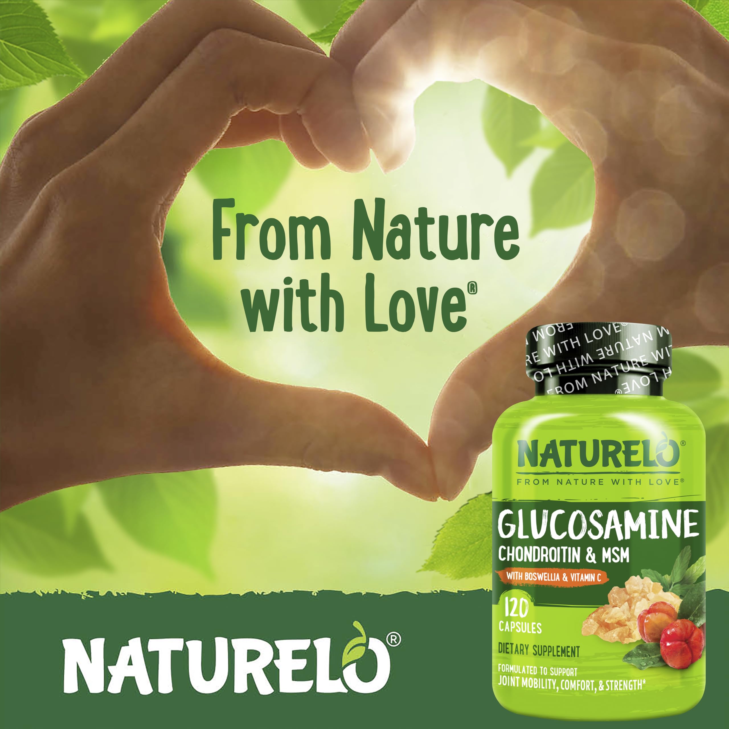 Naturelo joint-health tablet closeup emphasizes ease of daily supplementation