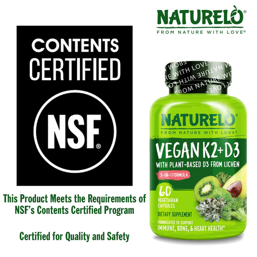 NATURELO K2 MK-7 badge signals bioavailability-focused bone support