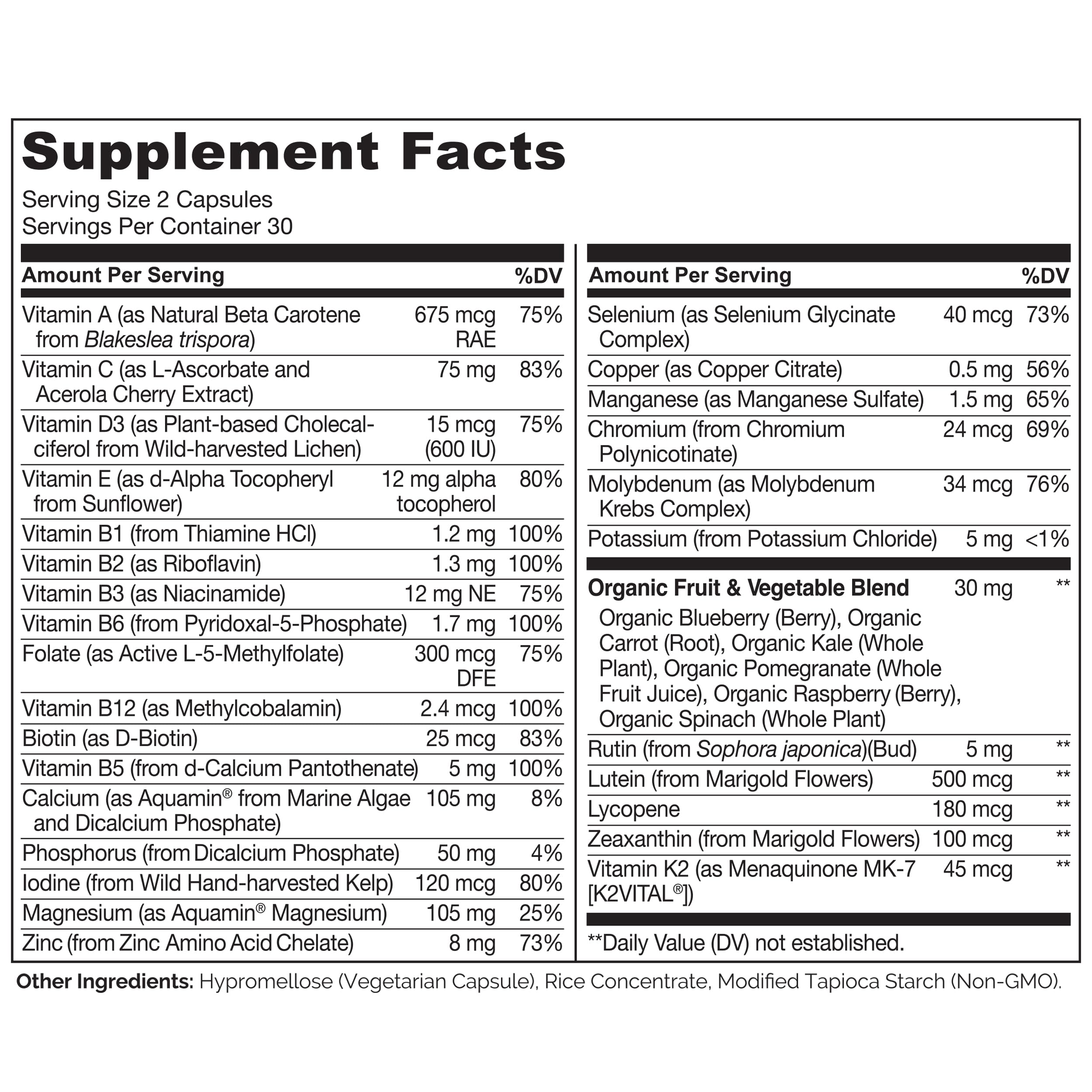 Naturelo label confirms non-GMO and vegan-friendly ingredients for teen nutrition.