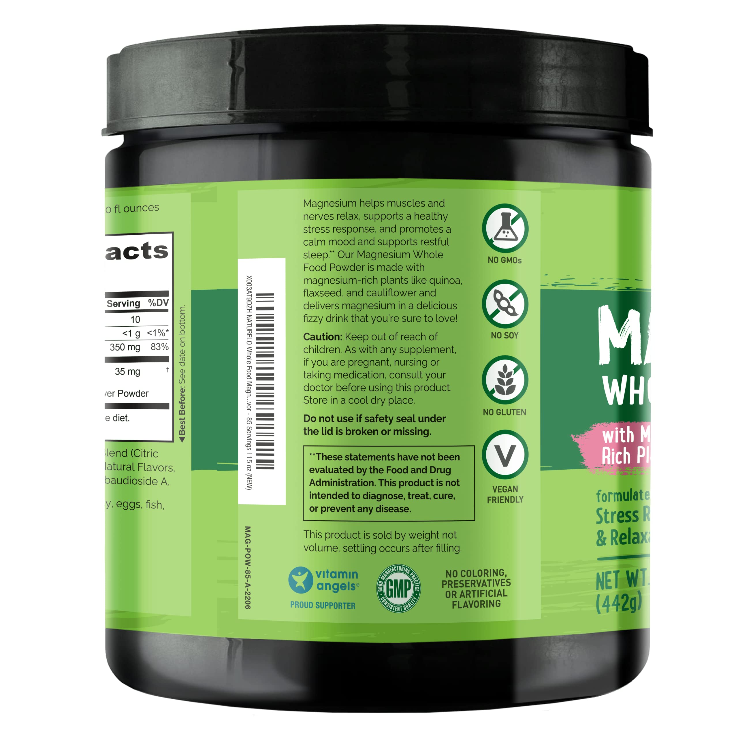Naturelo Magnesium Powder final glass, raspberry lemon flavor, ready for a routine.