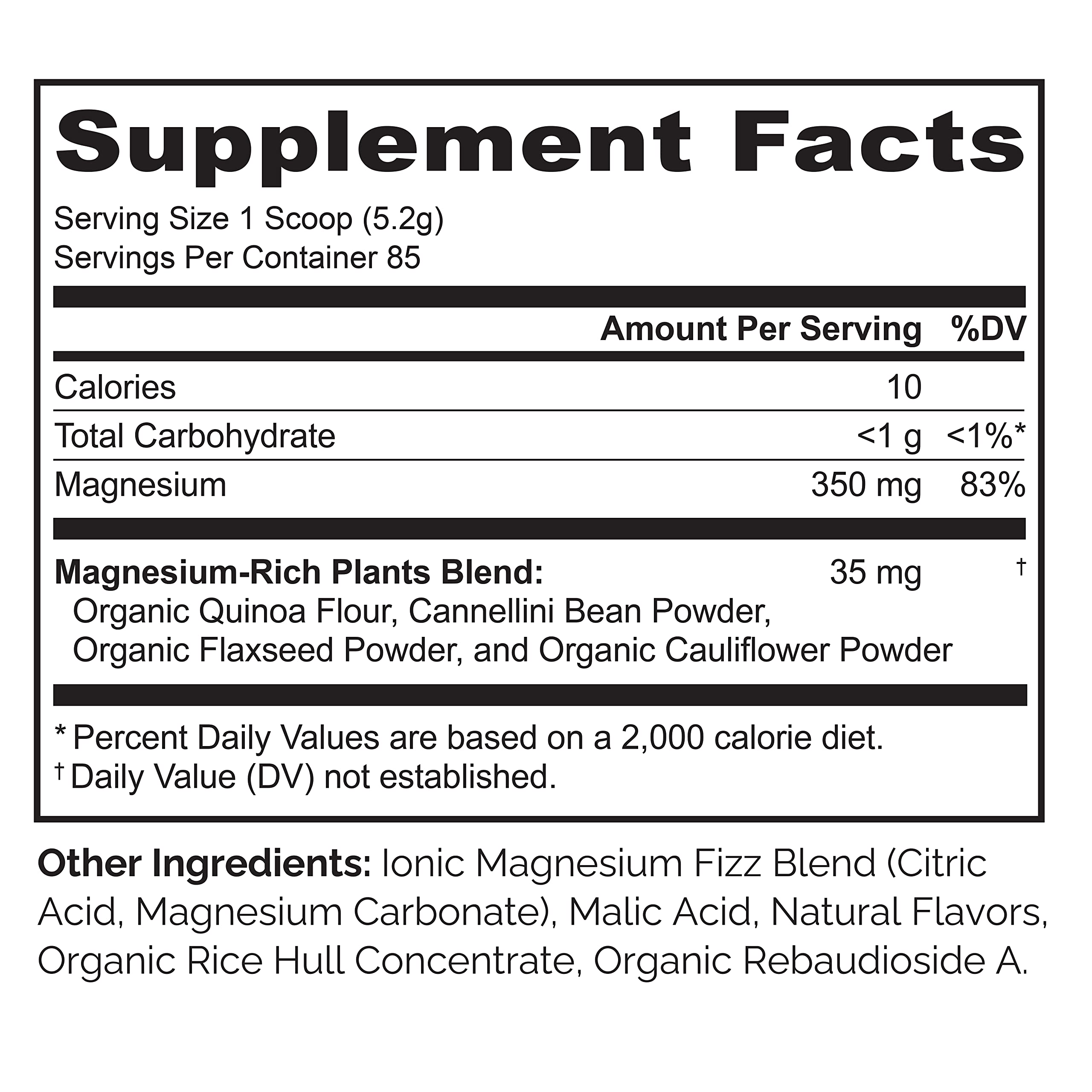 Naturelo Magnesium Powder flaxseed and quinoa ingredients, plant-based magnesium sources.
