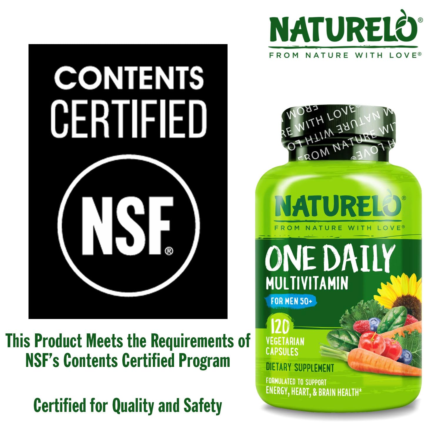 Naturelo Men's Multivitamins bioactive B vitamins information on label