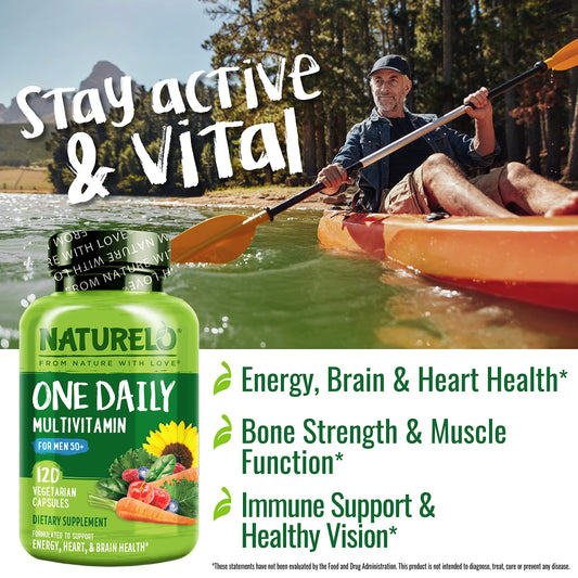Naturelo Men's Multivitamins plant-based nutrients listed on packaging
