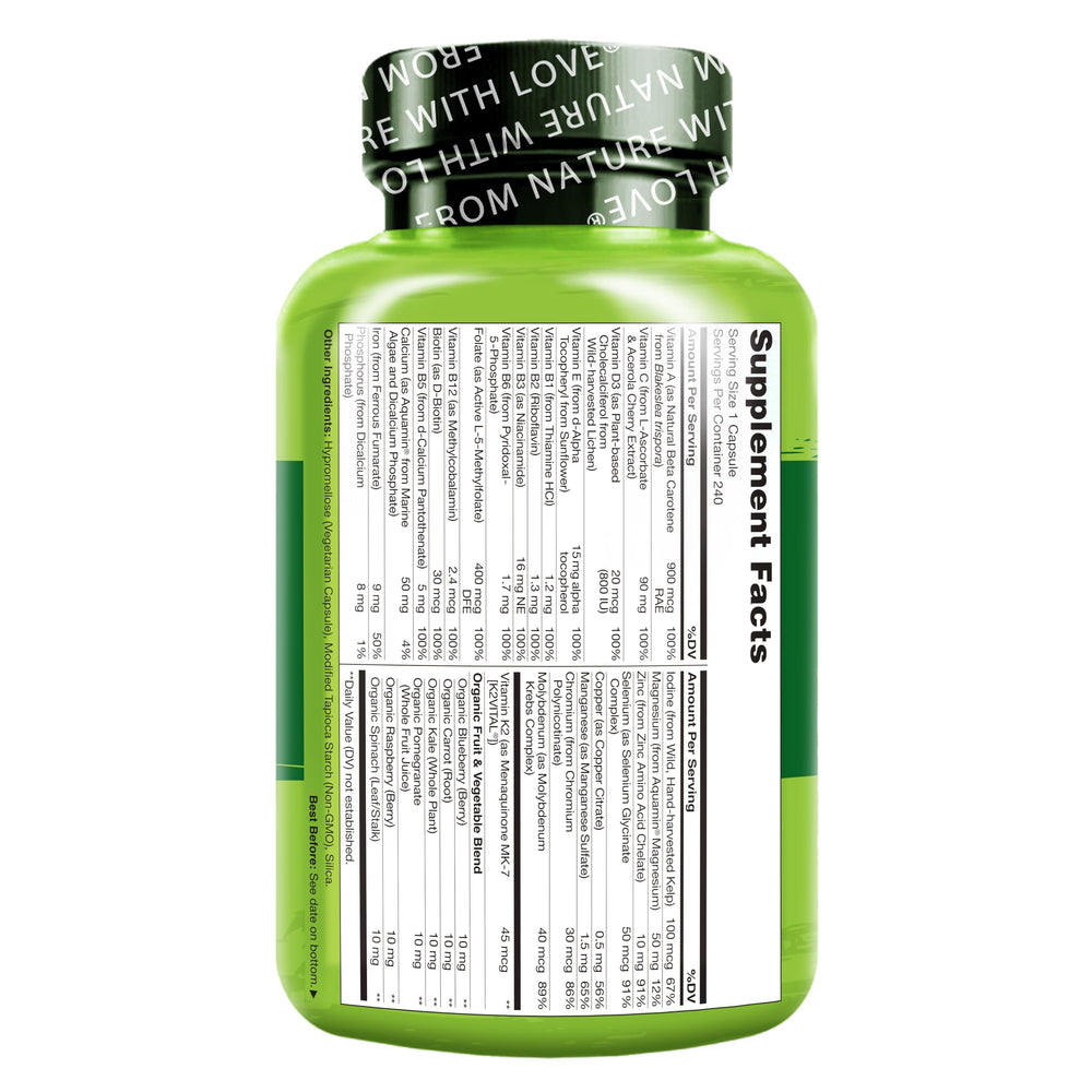 NATURELO whole food blend with organic fruits and vegetables.