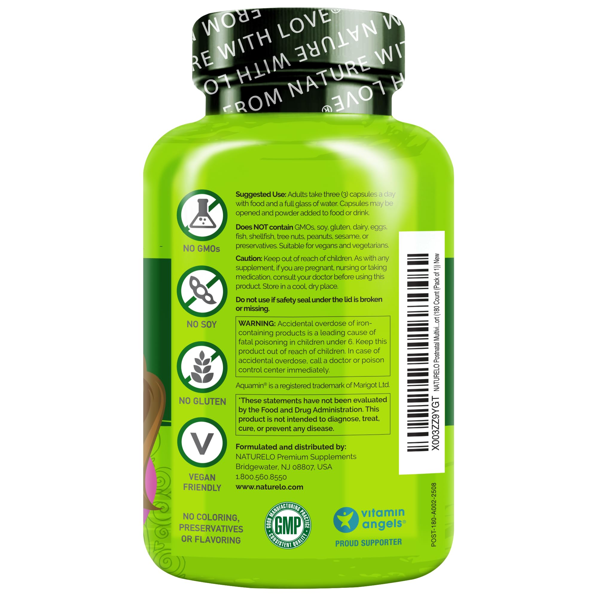 Naturelo plant-based nutrients designed for lactation compatibility