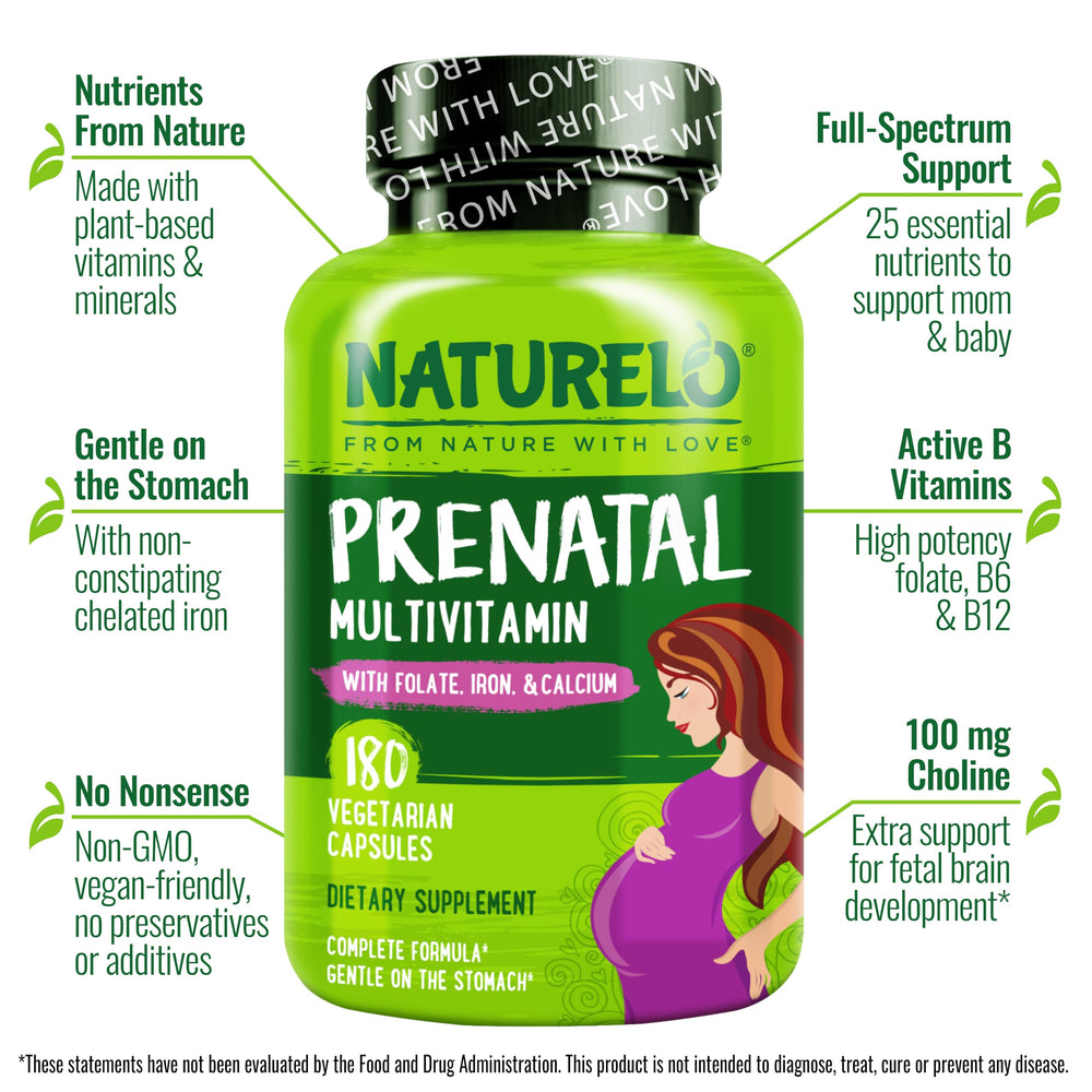 Naturelo Prenatal bottle cap emphasizes easy opening for on-the-go tablets.