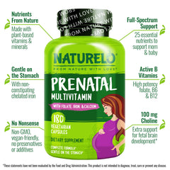 Naturelo Prenatal bottle cap emphasizes easy opening for on-the-go tablets.