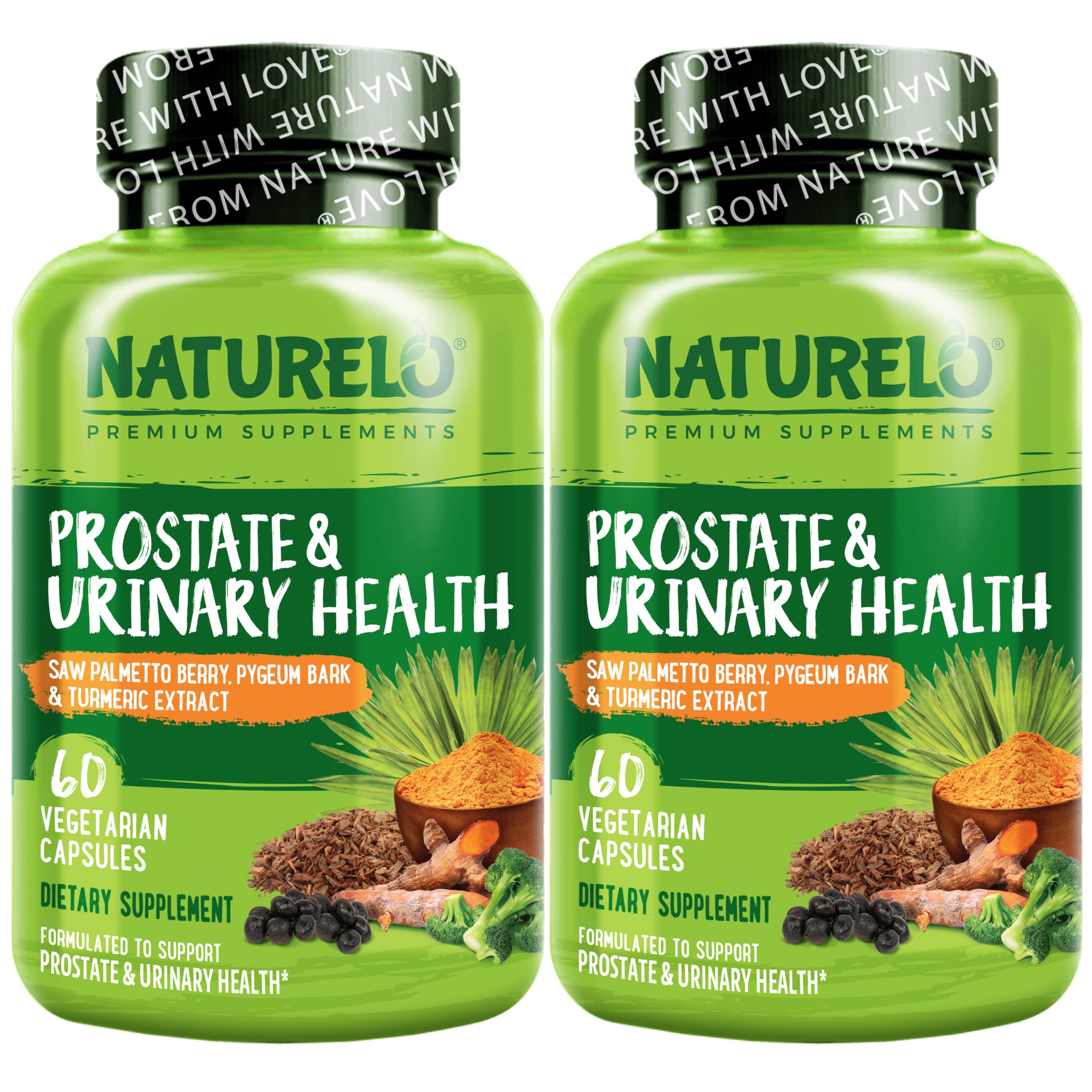 NATURELO Prostate & Urinary Health bottle front for daily plant-based support.