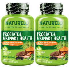 NATURELO Prostate & Urinary Health bottle front for daily plant-based support.