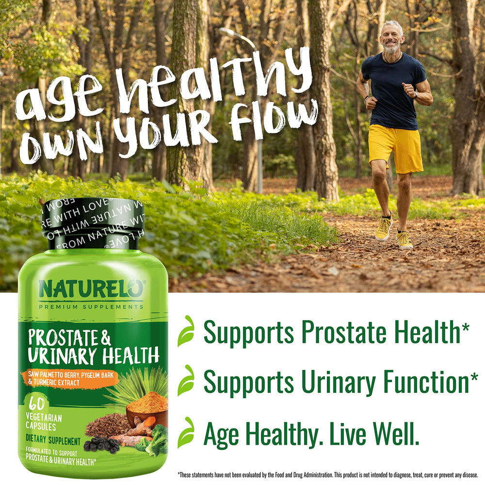 NATURELO Prostate & Urinary Health turmeric root for antioxidant-rich support.