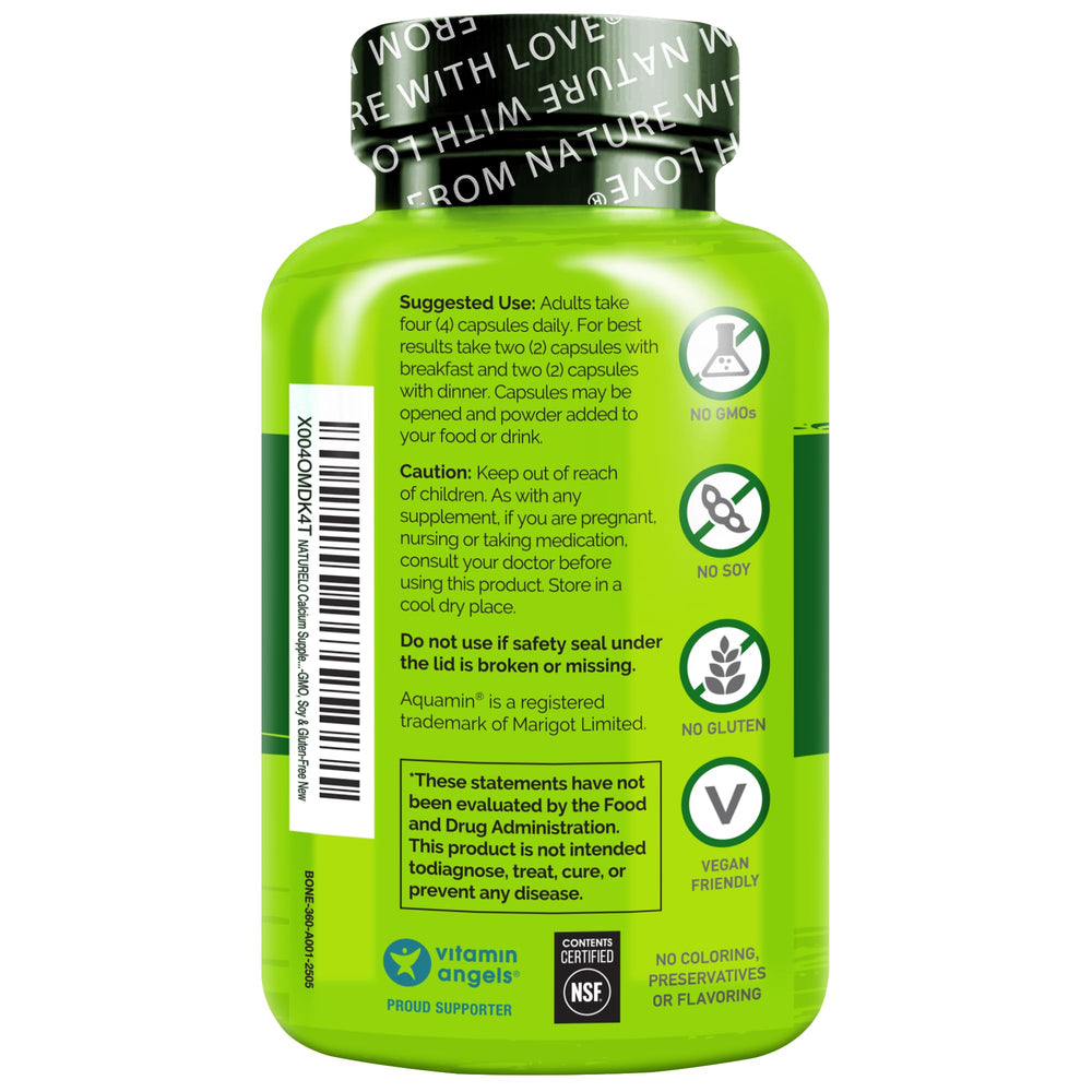 Naturelo bottle emphasizing soy-free and gluten-free dietary compatibility