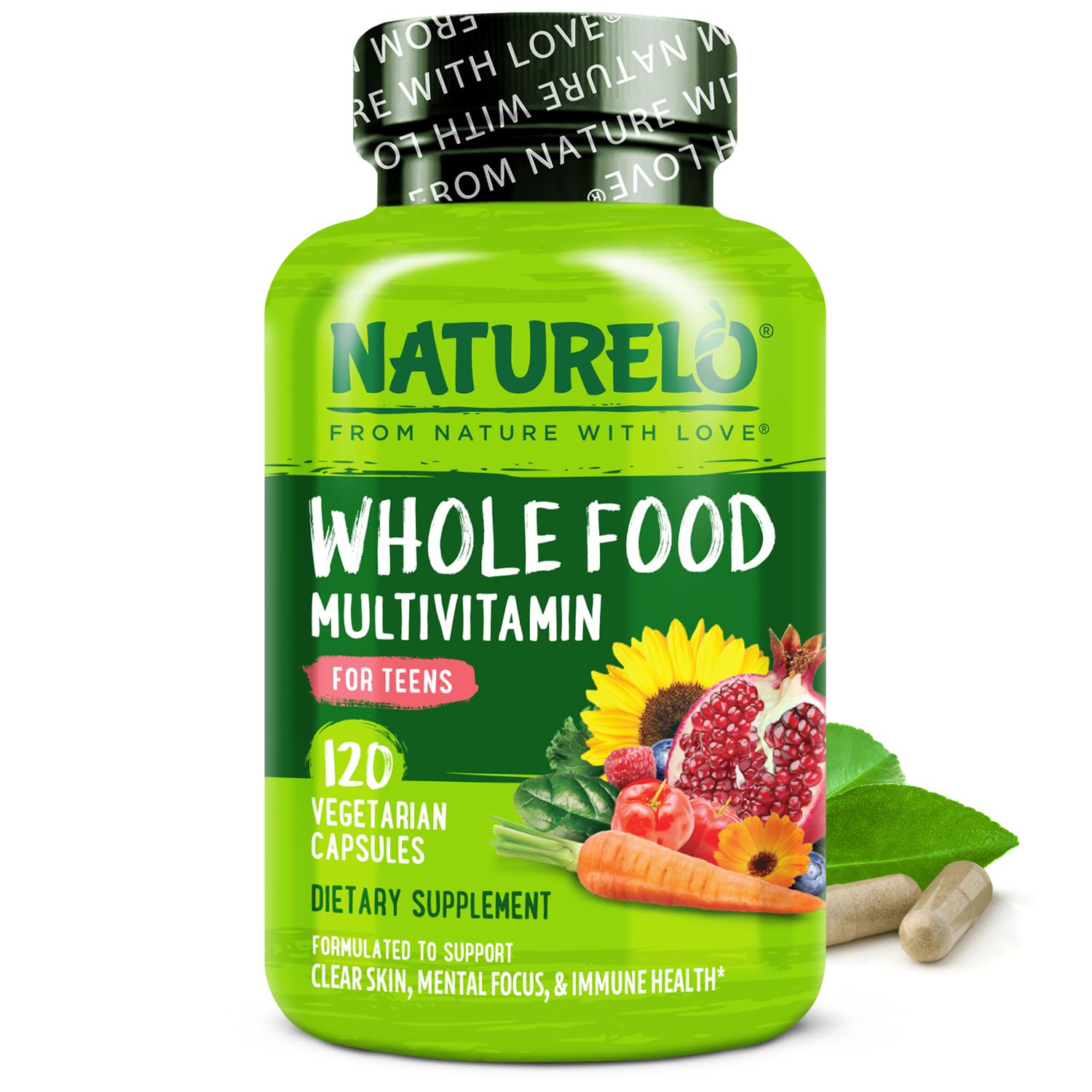 Naturelo teen multivitamin bottle supports daily teen wellness.