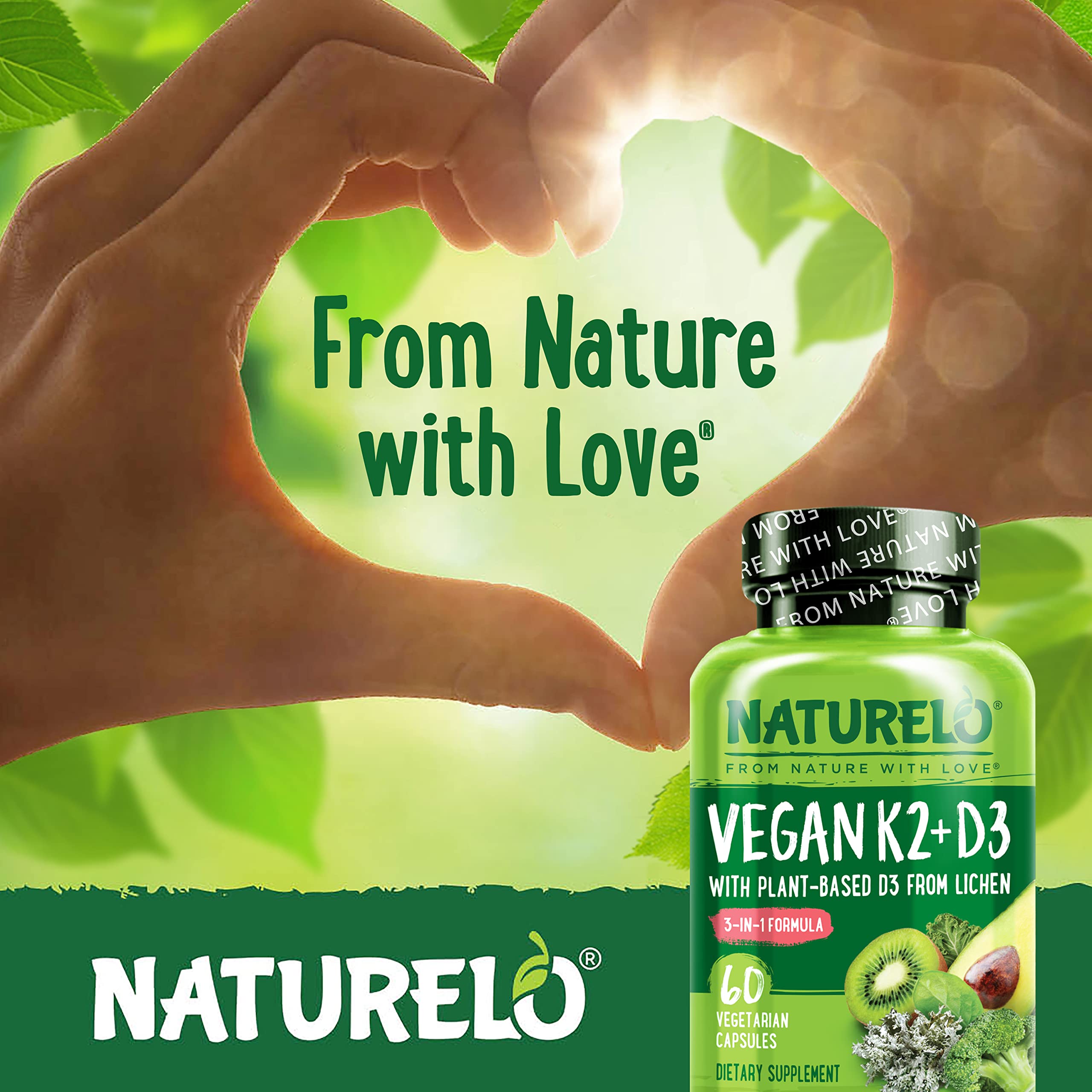 NATURELO vegan gluten-free badge appeals to dietary needs