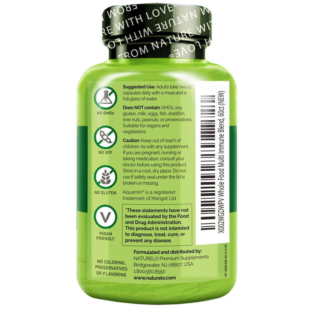 Naturelo vegan non-GMO lab-tested seal on bottle