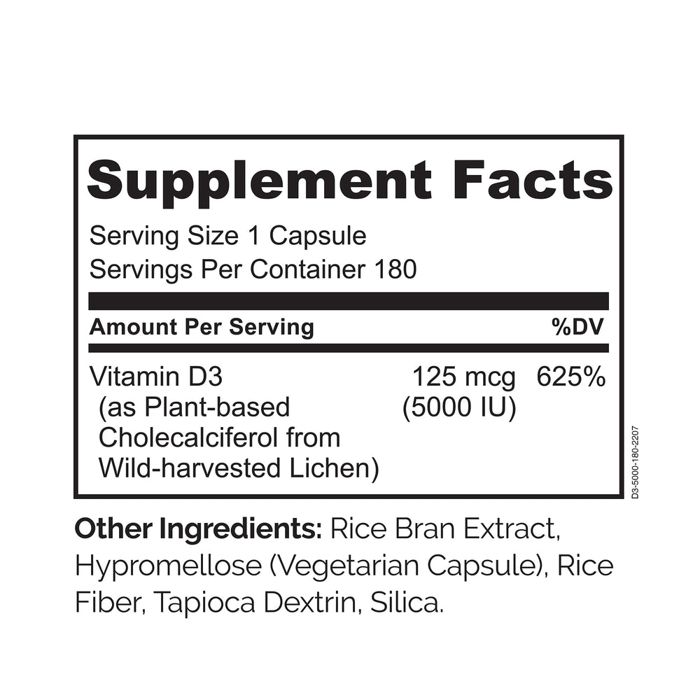 Naturelo Vitamin D3 label detail highlights lichen-based D3.