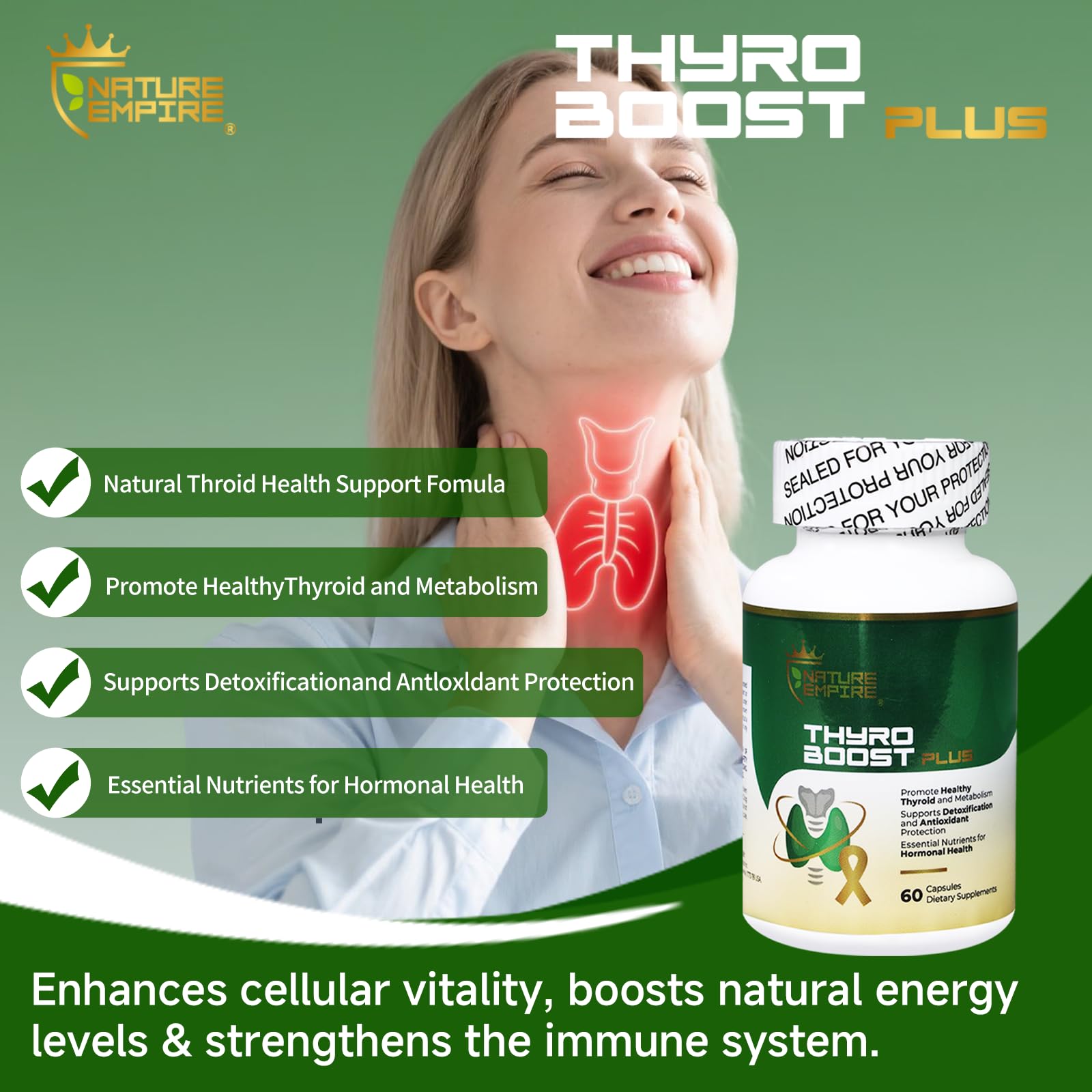 NatureMPIRE Thyro Boost Plus vegan formula details.