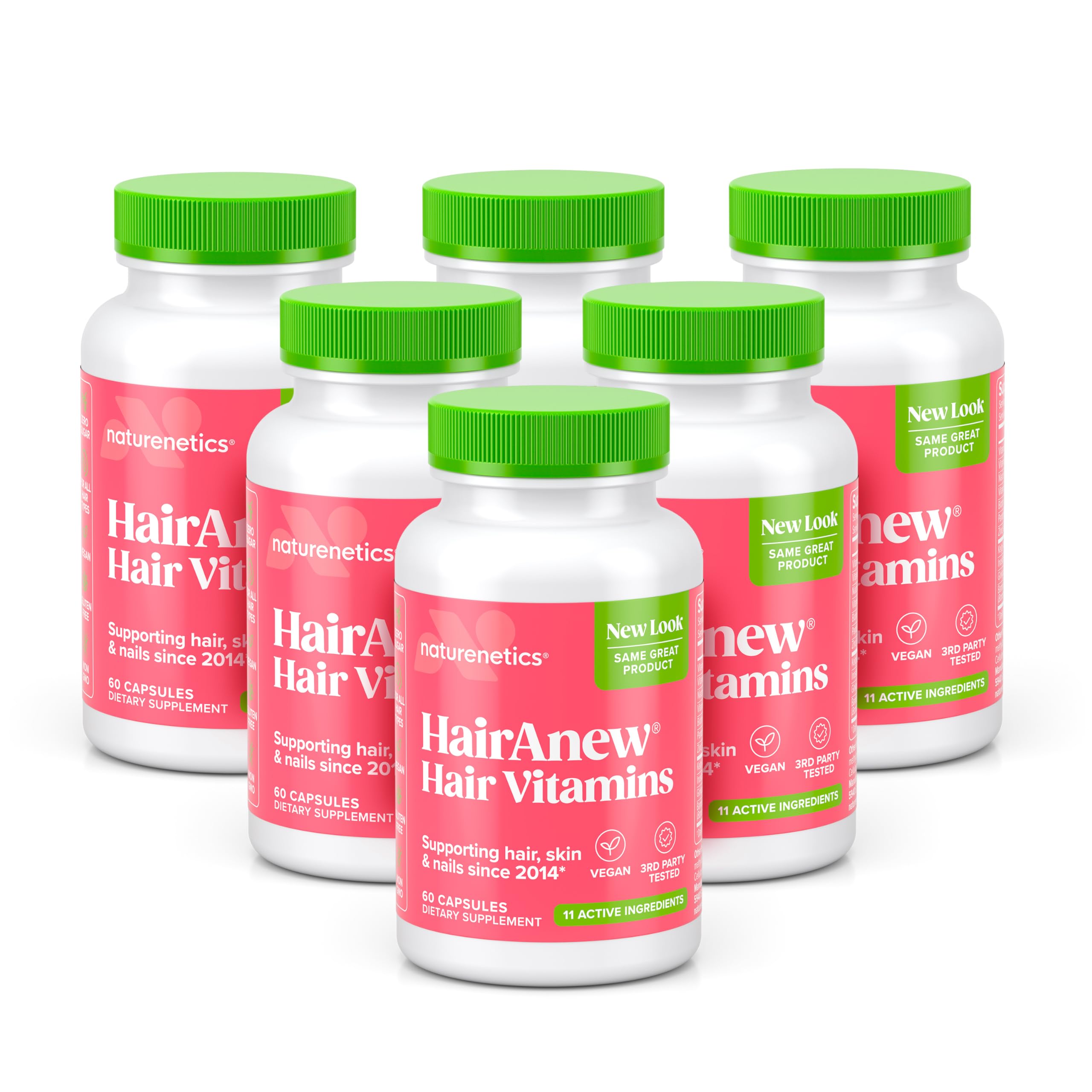 Naturenetics HairAnew bottle front with capsules for daily hair health