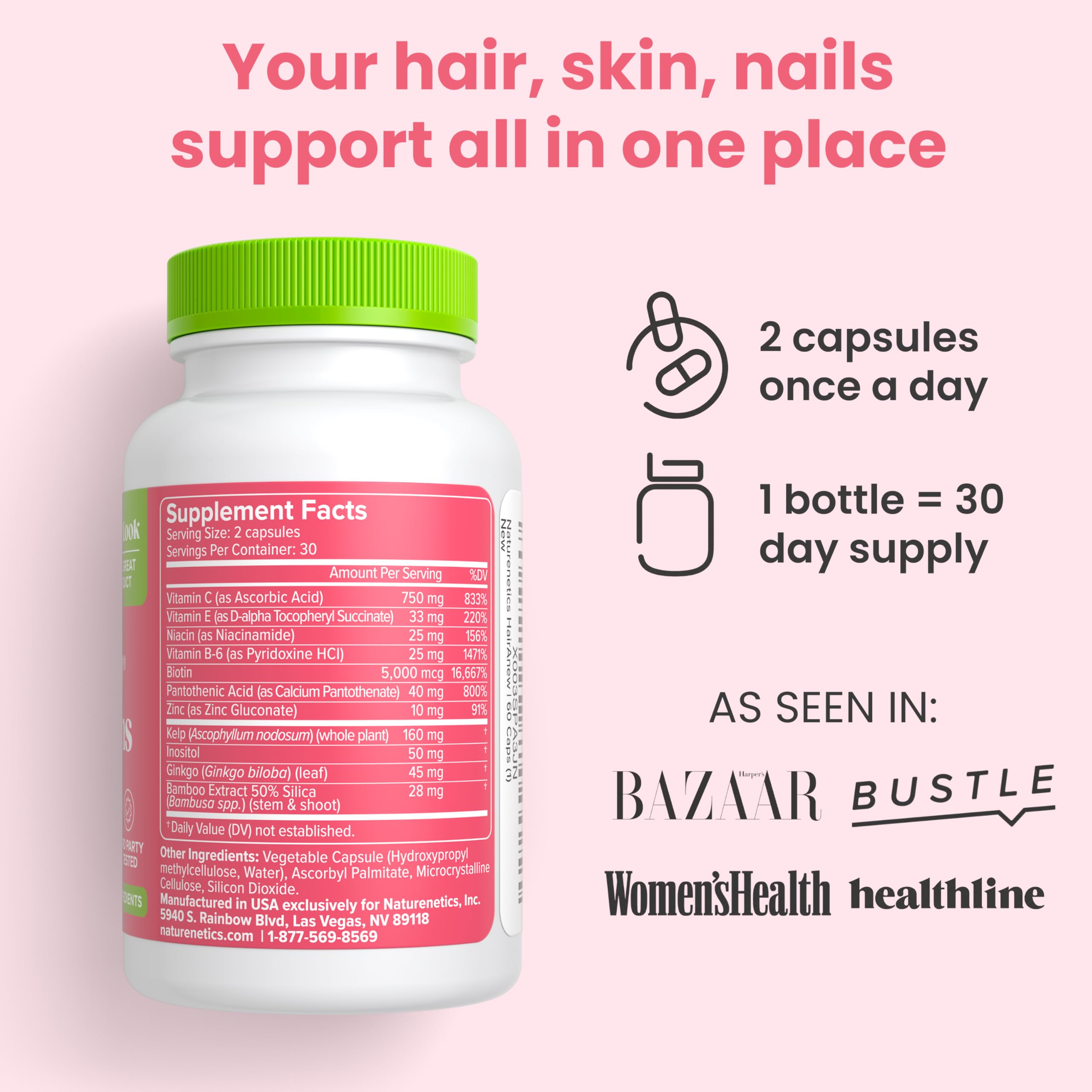Naturenetics HairAnew Subscribe and Save option on packaging