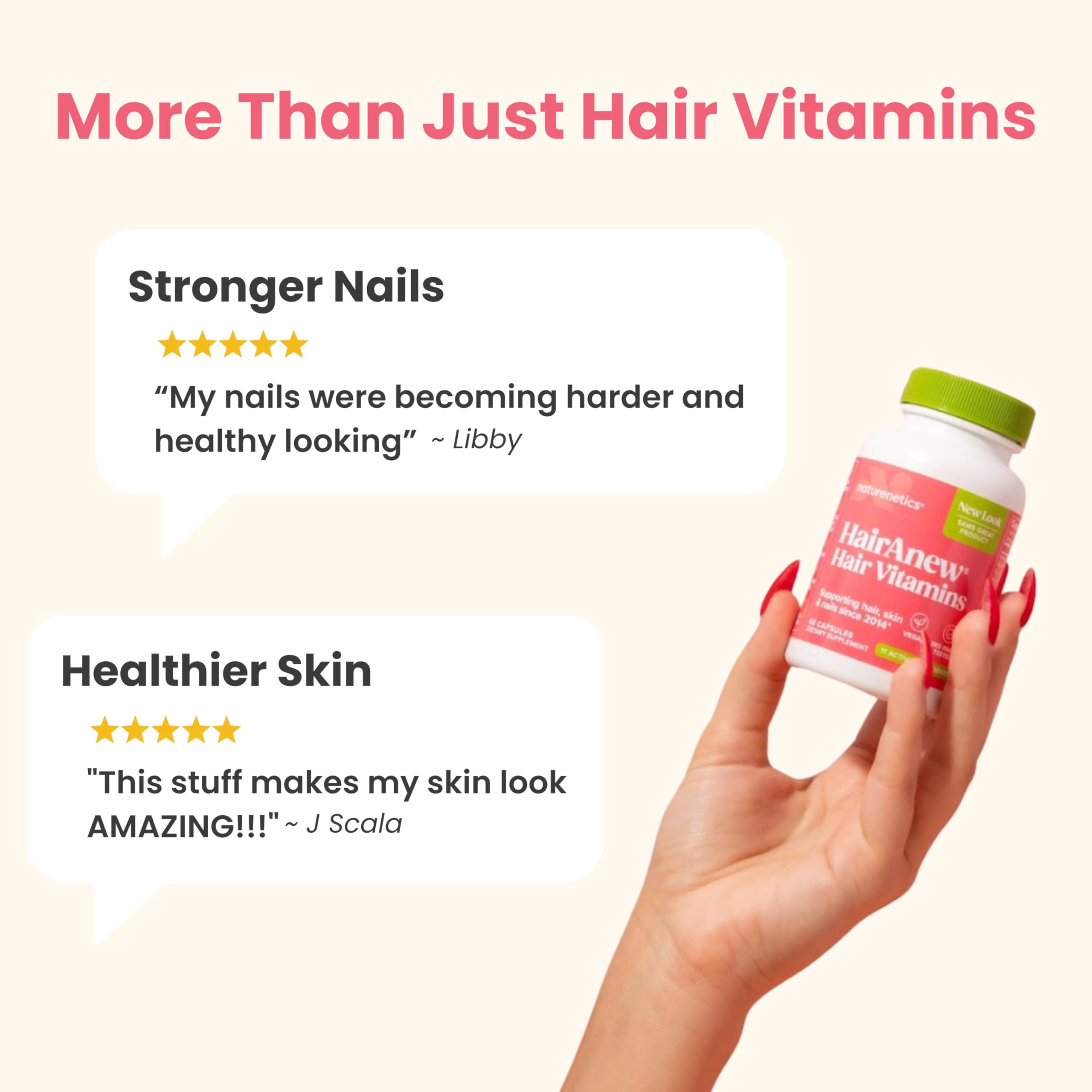 Naturenetics HairAnew vegan capsules ideal for daily beauty vitamin routine.
