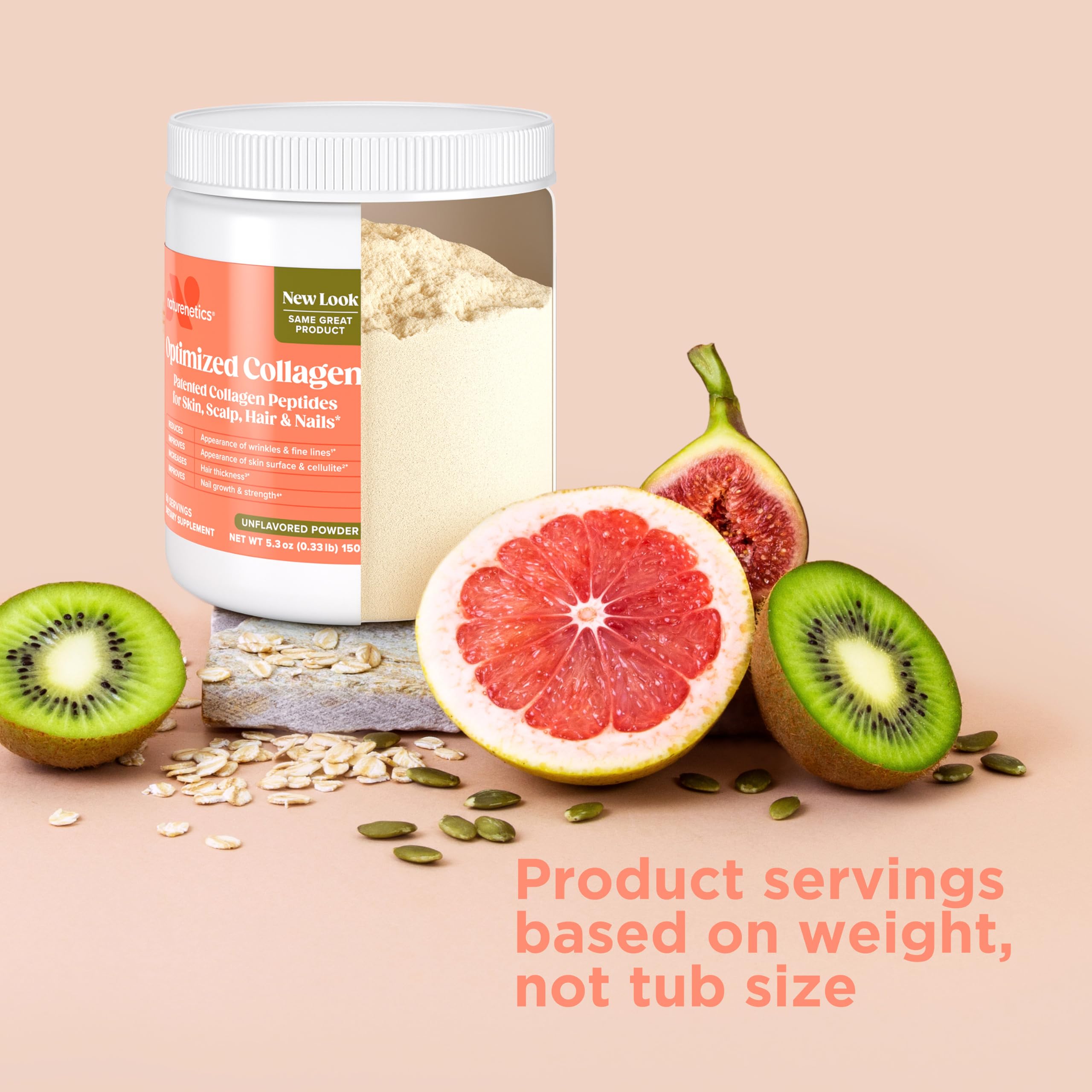 Naturenetics hydrolyzed collagen scoop close-up for quick mixing.
