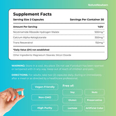 NatureNewborn NR1000 capsules close-up highlight NMN formula for focus