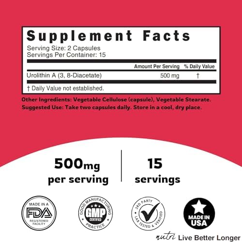 Daily-use Nutri Urolithin A bottle on a shelf by Nature's Fusions