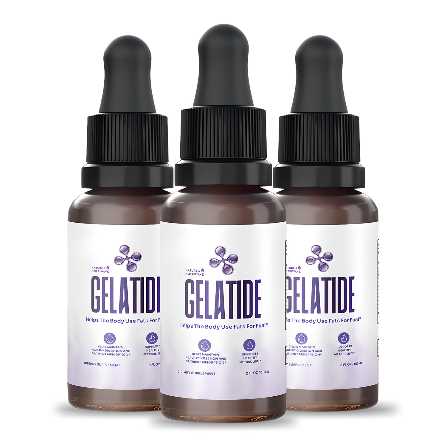Nature’s NutriWave Gelatide liquid bottle for easy daily dosing.