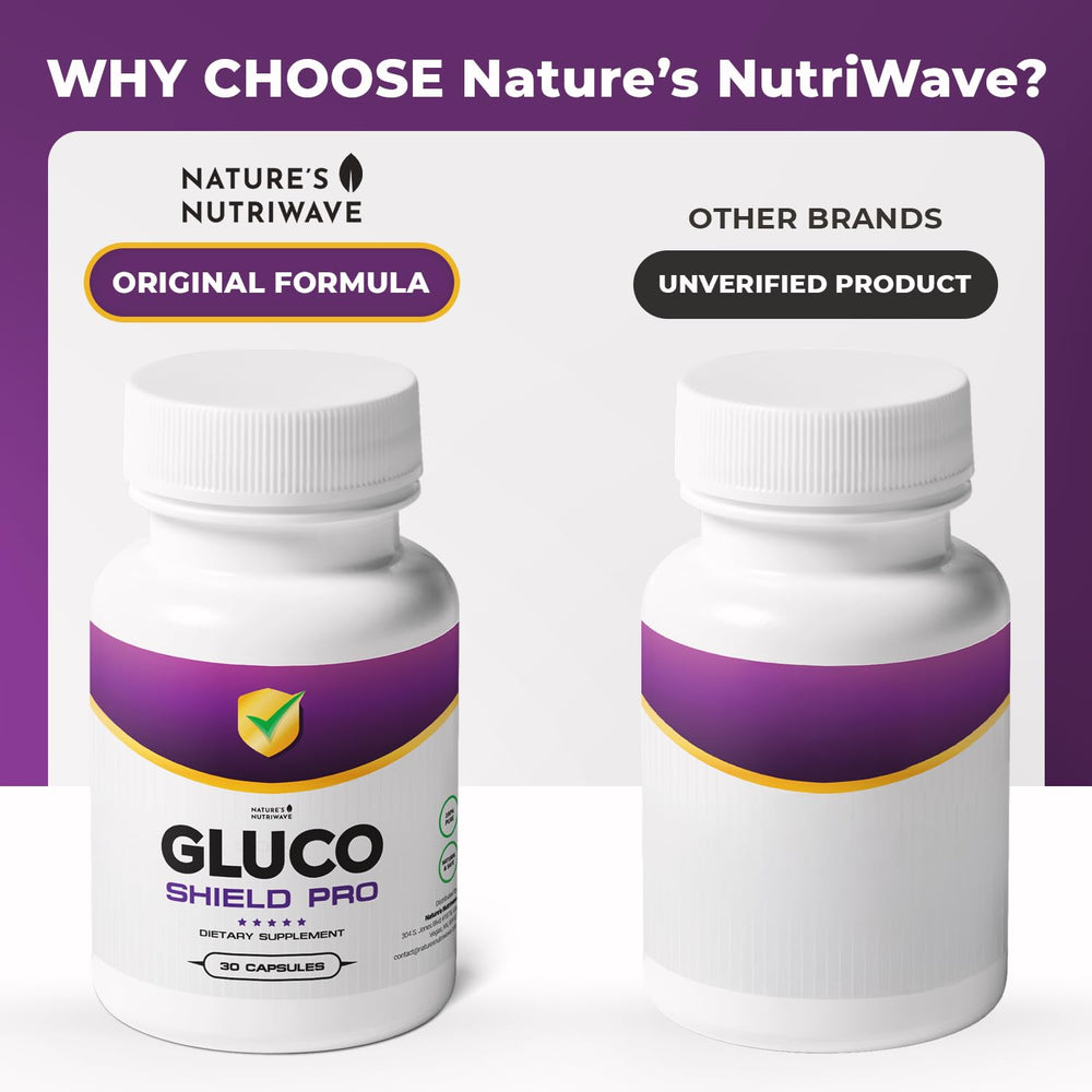 Nature's NutriWave GlucoShield Pro label-detail, GMP-certified quality for trusted daily use.