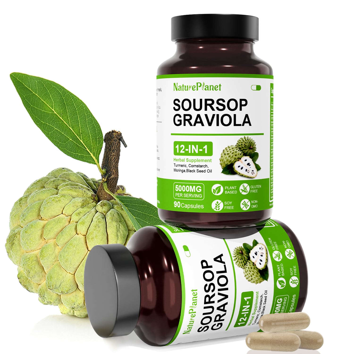 NaturePlanet Bundle Soursop Collection showcases flexible use for liquid or capsule routines.